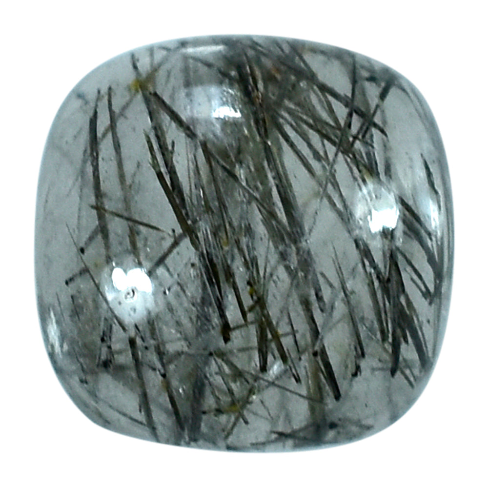BLACK RUTILE QUARTZ CUSHION CAB 6MM 1.14 Cts.