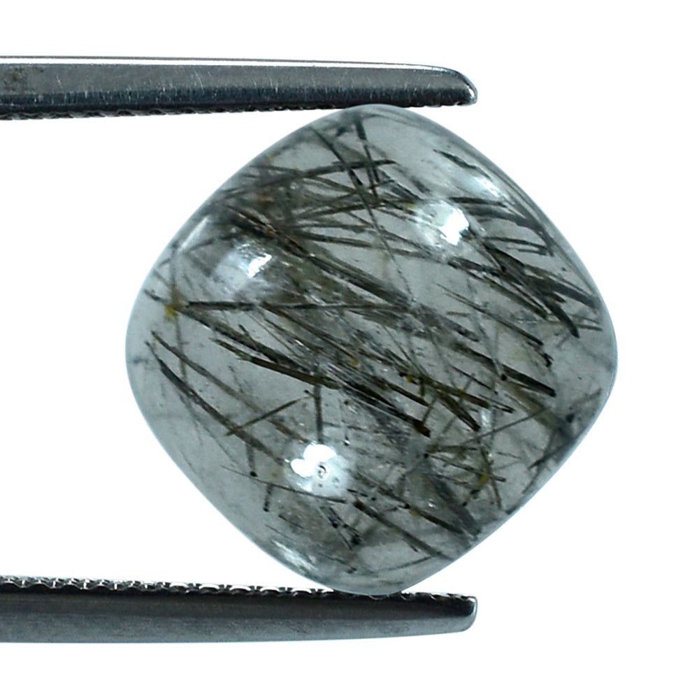 BLACK RUTILE QUARTZ CUSHION CAB 6MM 1.14 Cts.
