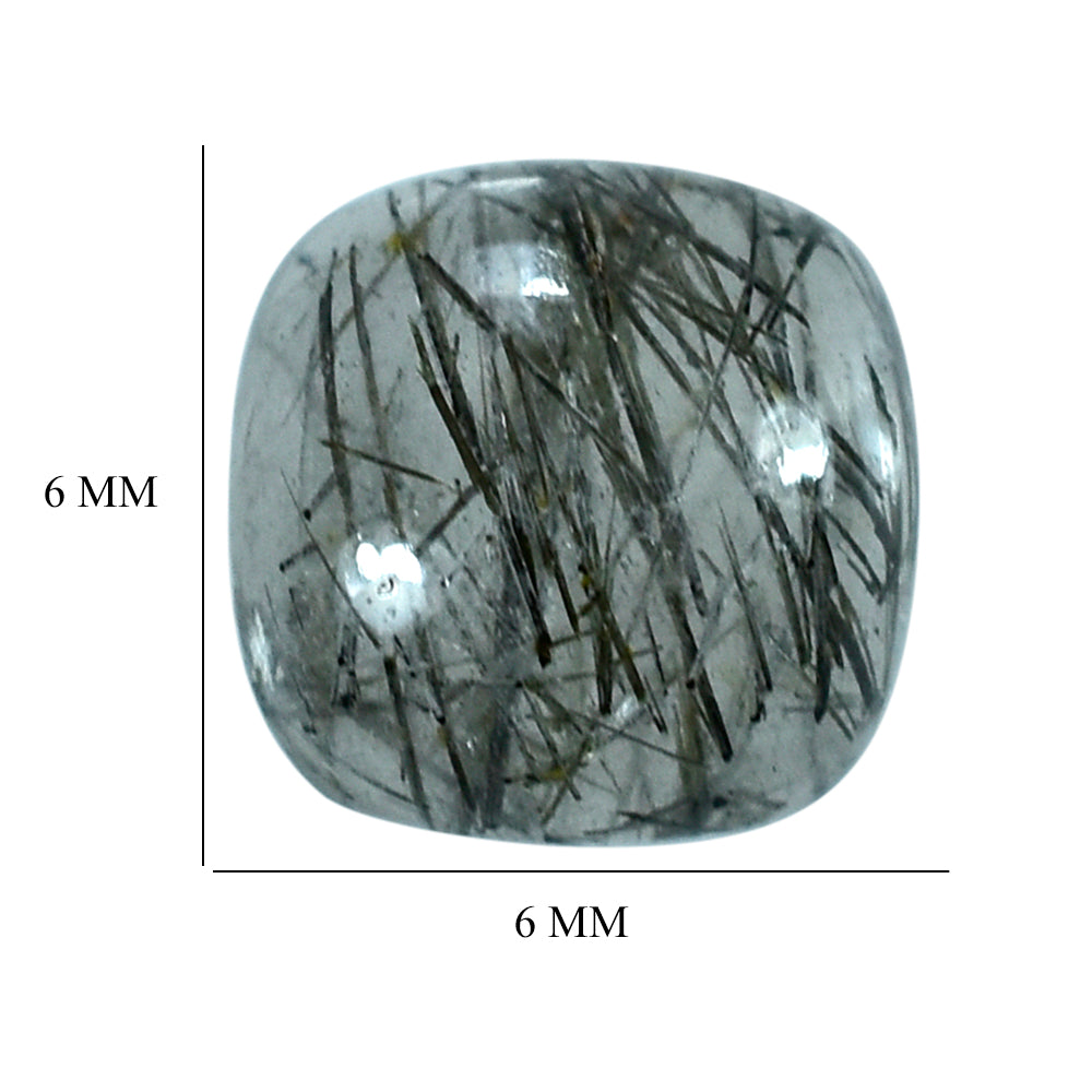 BLACK RUTILE QUARTZ CUSHION CAB 6MM 1.14 Cts.