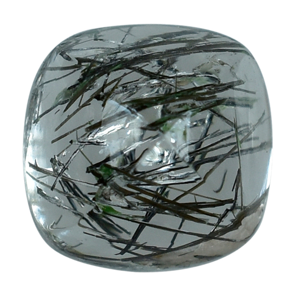BLACK RUTILE QUARTZ PYRAMID CUSHION CAB 6MM 1.13 Cts.