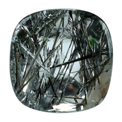 BLACK RUTILE QUARTZ PYRAMID CUSHION CAB 6MM 1.13 Cts.