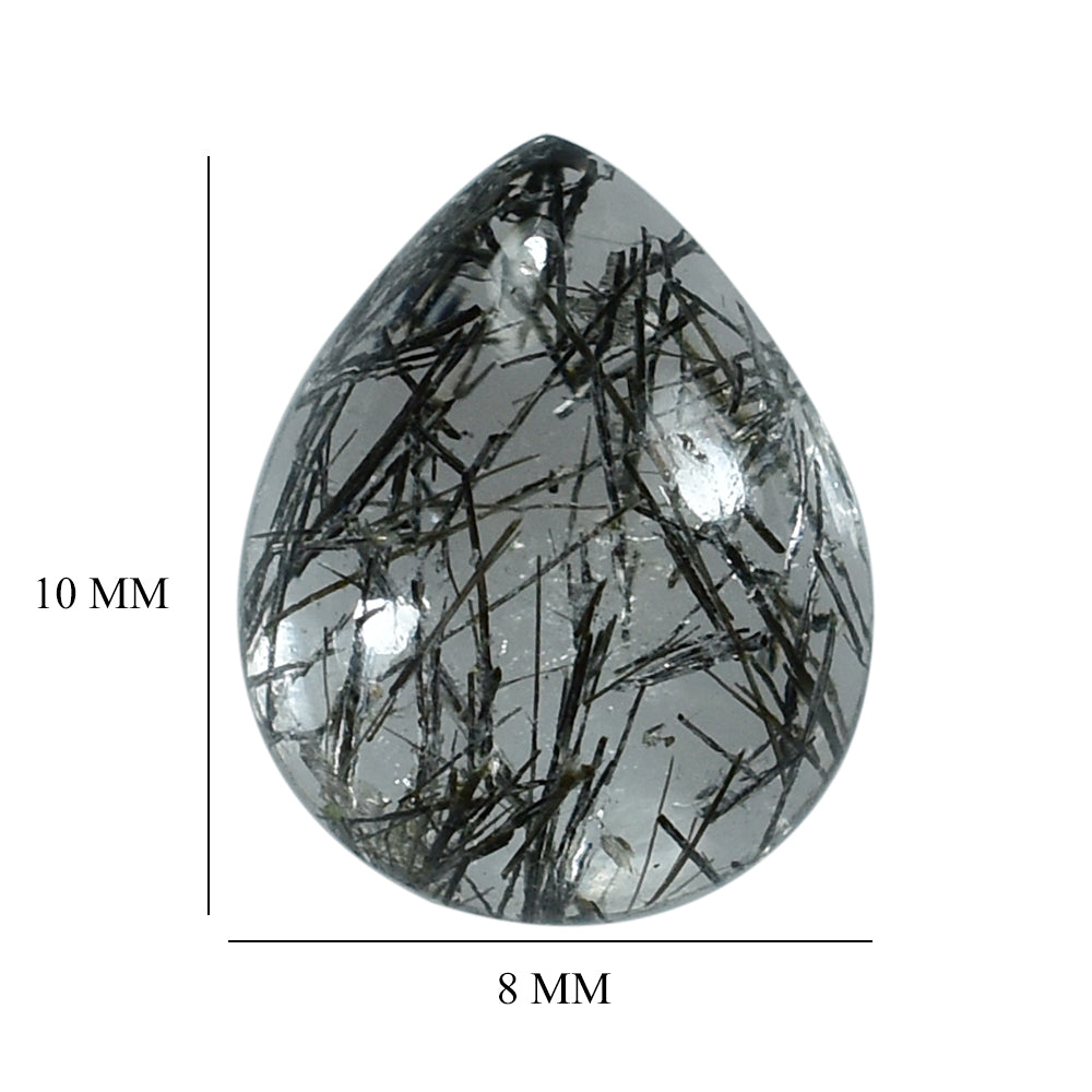 BLACK RUTILE QUARTZ PEAR CAB 10X8MM – Jaipur Gem