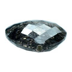 BLACK RUTILE QUARTZ BRIOLETTE PEAR (HALF DRILL) 20X15MM 11.18 Cts.
