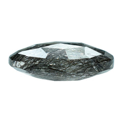 BLACK RUTILE QUARTZ ROSE CUT BRIOLETTE ROUND 12MM 3.79 Cts.