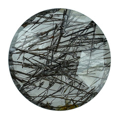 BLACK RUTILE QUARTZ ROSE CUT BRIOLETTE ROUND 12MM 3.79 Cts.