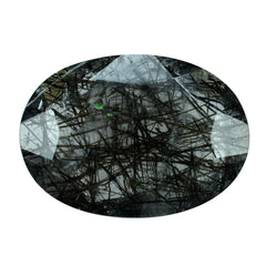 BLACK RUTILE QUARTZ BOTH SIDE TABLE CUT OVAL 18X13MM 7.28 Cts.