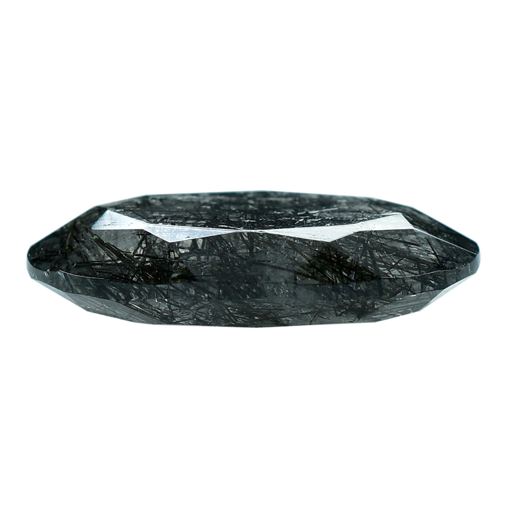 BLACK RUTILE QUARTZ BOTH SIDE TABLE CUT OVAL 18X13MM 7.28 Cts.