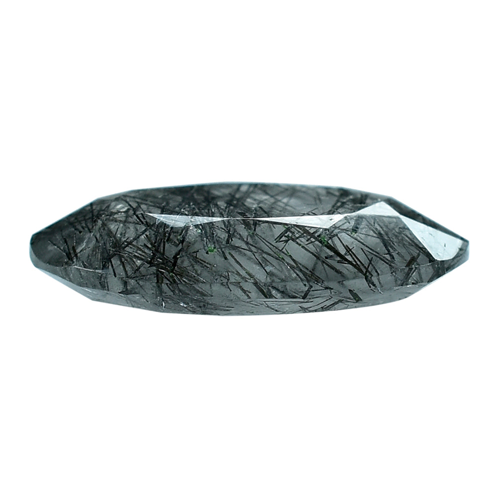 BLACK RUTILE QUARTZ BOTH SIDE TABLE CUT OVAL 18X13MM 7.37 Cts.