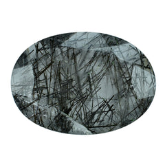 BLACK RUTILE QUARTZ BOTH SIDE TABLE CUT OVAL 18X13MM 7.37 Cts.