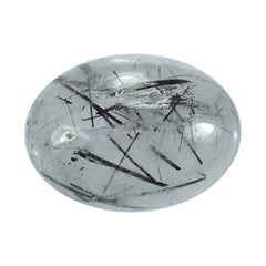 BLACK RUTILE QUARTZ OVAL CAB (MILKY) 14X10MM 5.82 Cts.