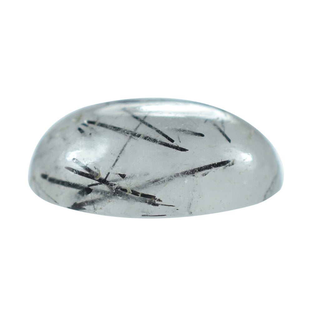 BLACK RUTILE QUARTZ OVAL CAB (MILKY) 14X10MM 5.82 Cts.