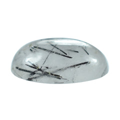 BLACK RUTILE QUARTZ OVAL CAB (MILKY) 14X10MM 5.82 Cts.
