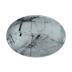 BLACK RUTILE QUARTZ OVAL CAB (MILKY) 14X10MM 5.82 Cts.