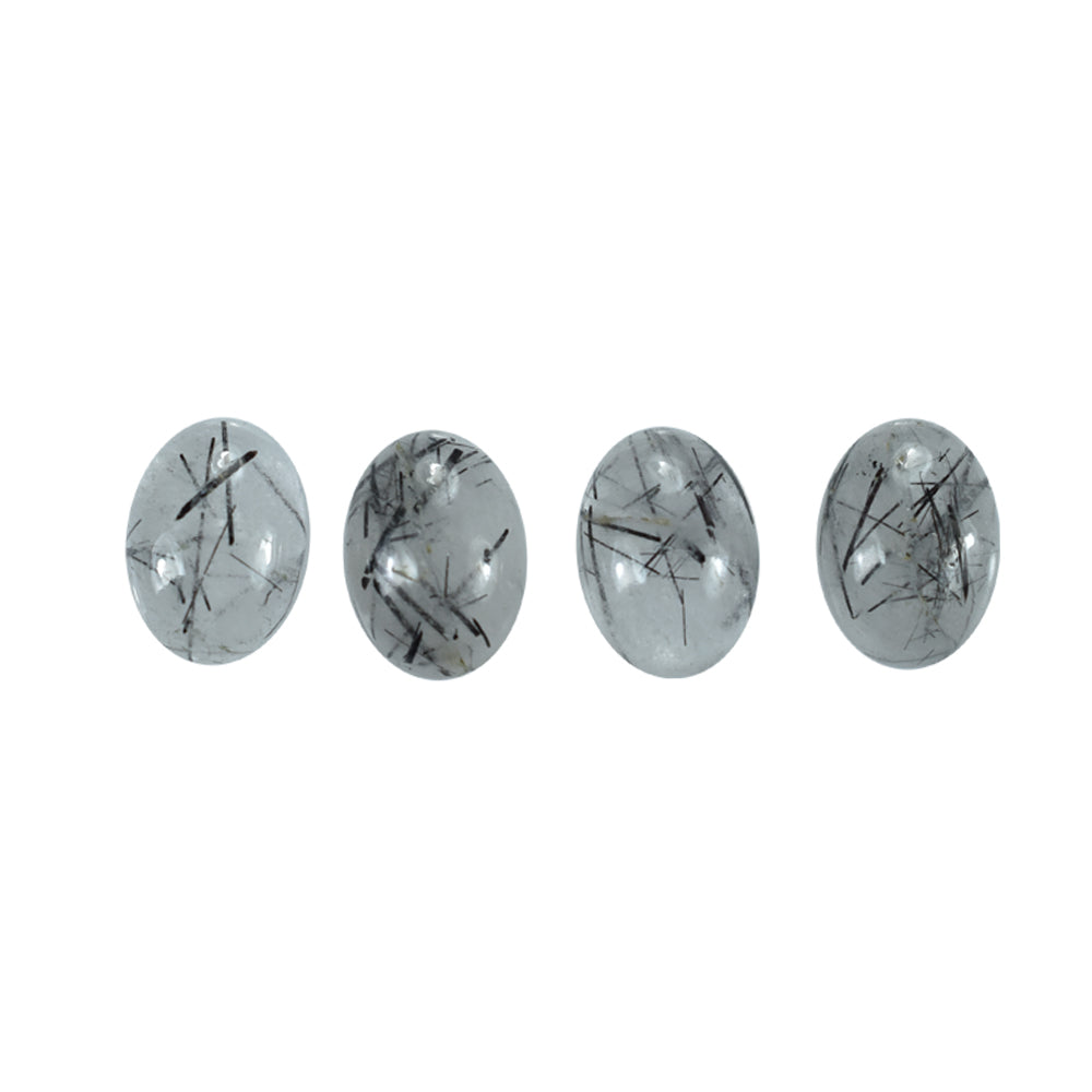 BLACK RUTILE QUARTZ OVAL CAB (MILKY) 14X10MM 5.82 Cts.
