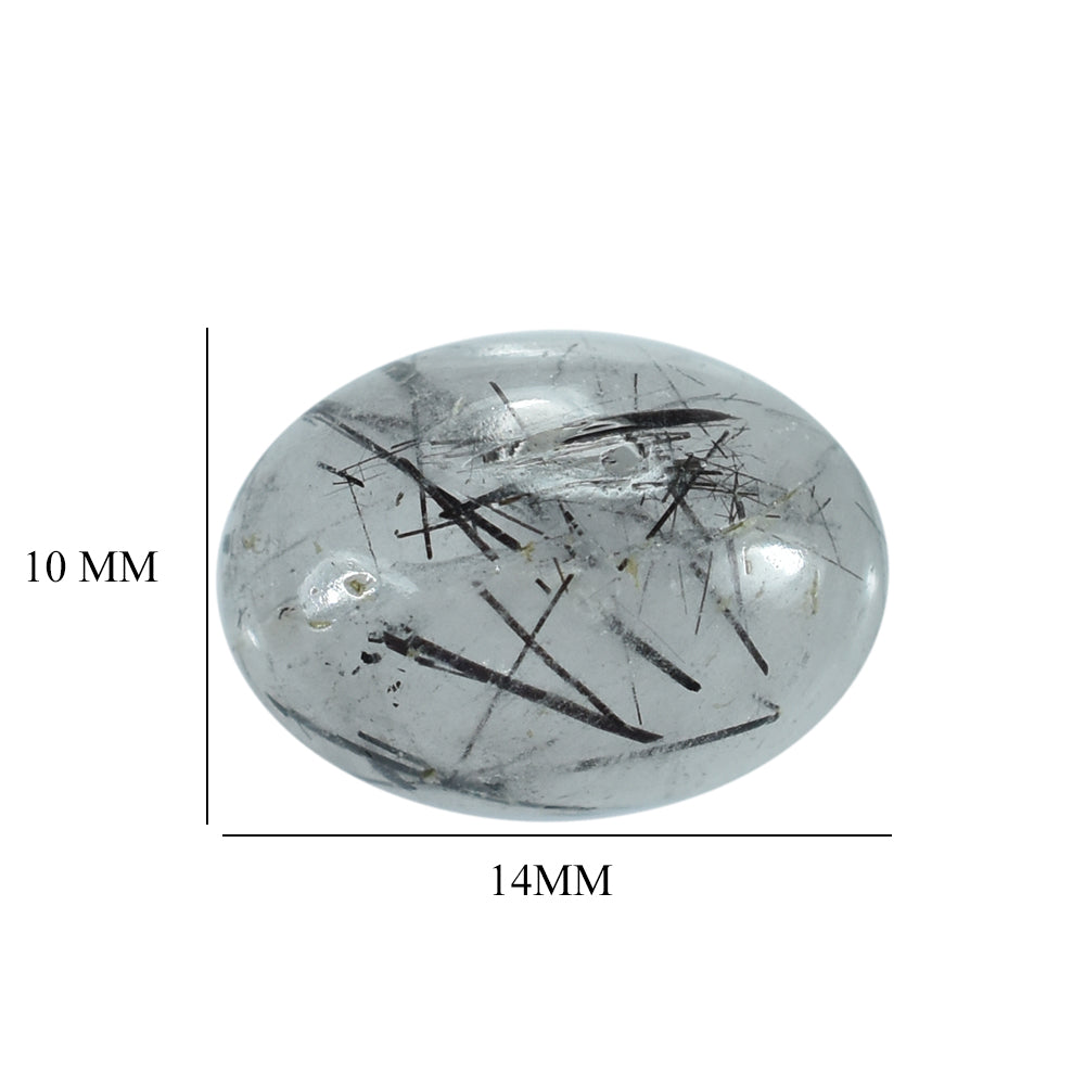 BLACK RUTILE QUARTZ OVAL CAB (MILKY) 14X10MM 5.82 Cts.