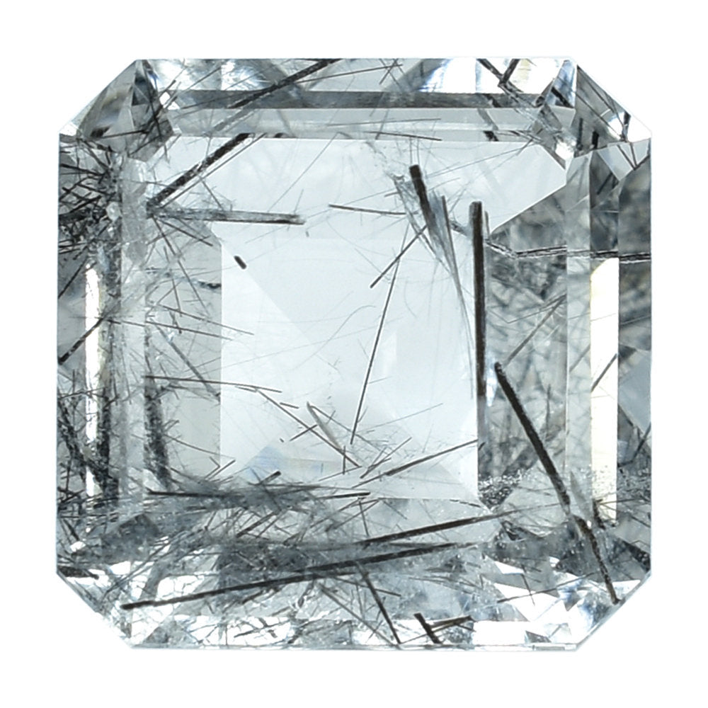 BLACK RUTILE QUARTZ CUT SQUARE-OCTAGON 13MM 9.40 Cts.