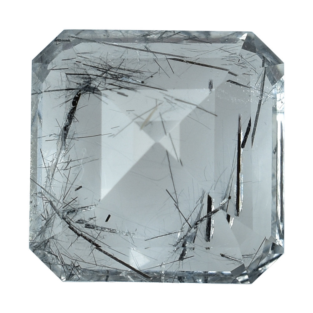 BLACK RUTILE QUARTZ CUT SQUARE-OCTAGON 13MM 9.40 Cts.