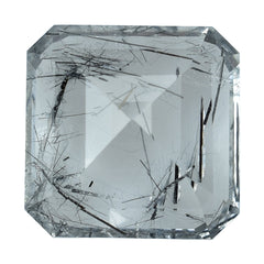 BLACK RUTILE QUARTZ CUT SQUARE-OCTAGON 13MM 9.40 Cts.