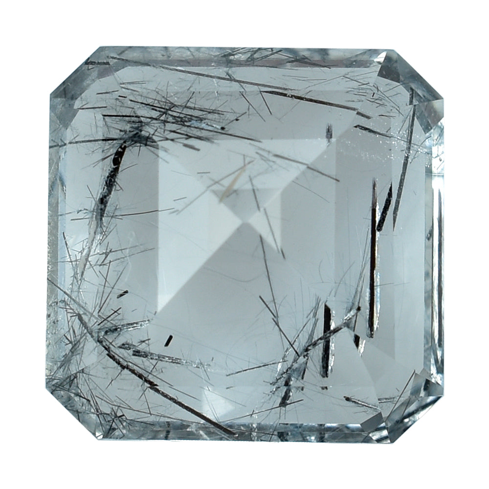 BLACK RUTILE QUARTZ CUT SQUARE-OCTAGON 13MM 9.40 Cts.