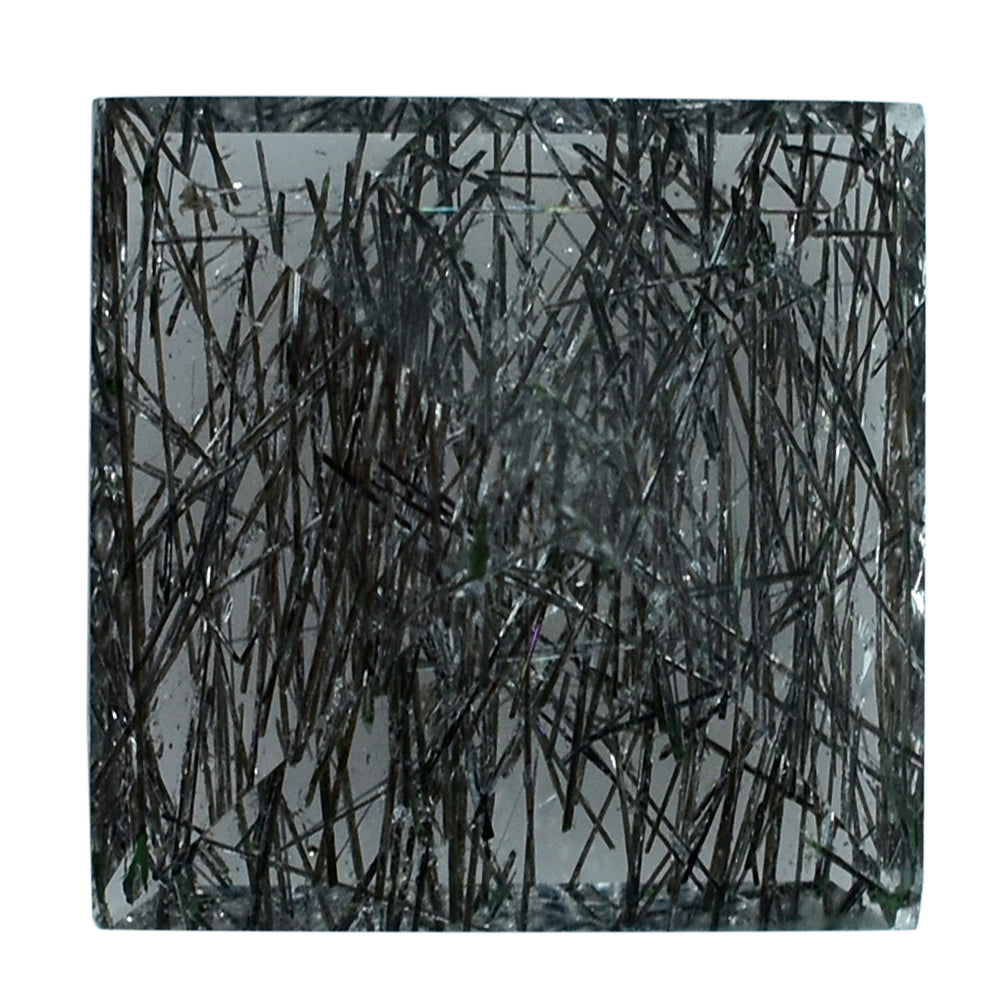 BLACK RUTILE QUARTZ CUT SQUARE 12MM 5.90 Cts.
