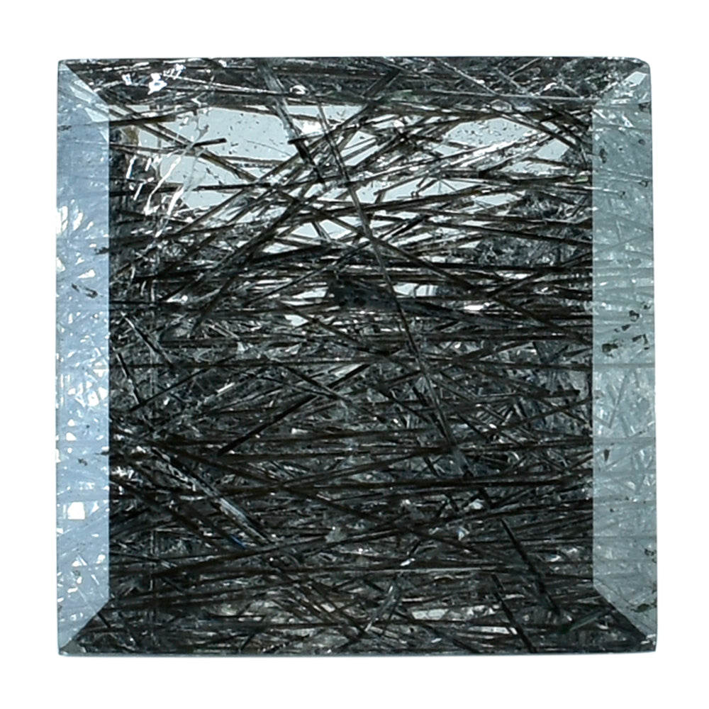 BLACK RUTILE QUARTZ CUT SQUARE 12MM 5.90 Cts.
