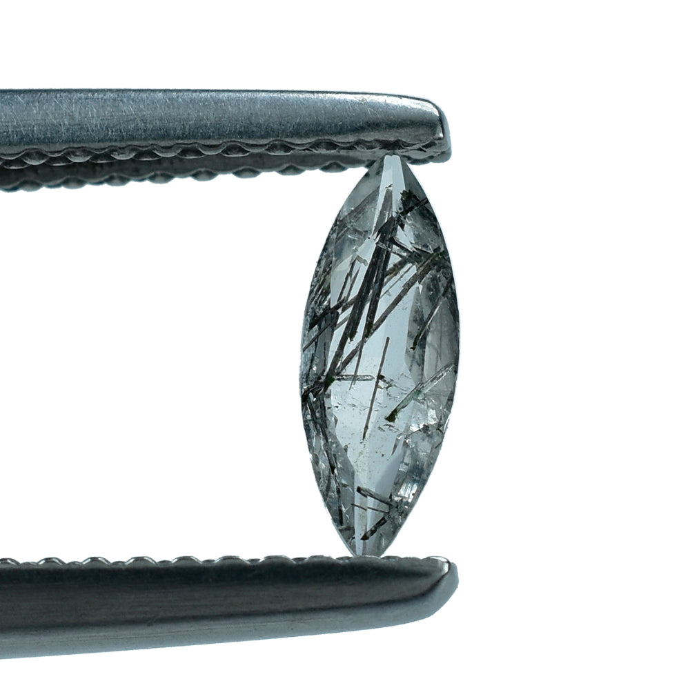 BLACK RUTILE QUARTZ CUT MARQUISE 8X3MM 0.28 Cts.