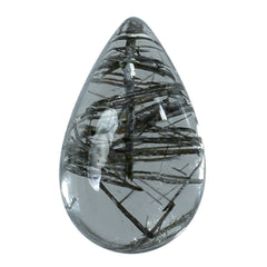 BLACK RUTILE QUARTZ PEAR CAB 5X3MM 0.20 Cts.