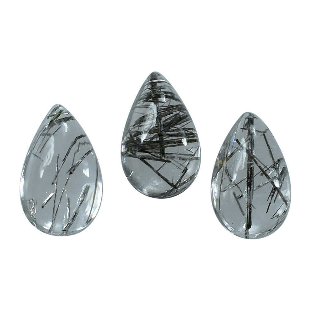 BLACK RUTILE QUARTZ PEAR CAB 5X3MM 0.20 Cts.