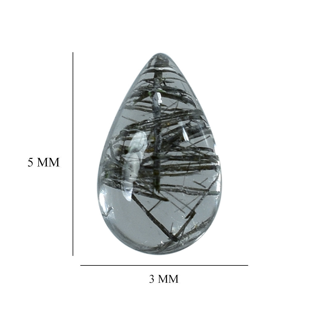 BLACK RUTILE QUARTZ PEAR CAB 5X3MM 0.20 Cts.