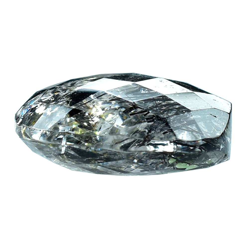 BLACK RUTILE QUARTZ CHECKER BRIOLETTE CUSHION 18MM (HALF DRIL) 19.48 Cts.