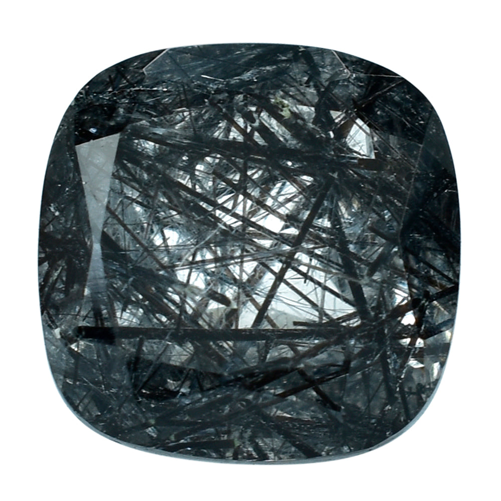 BLACK RUTILE QUARTZ CUT CUSHION 8MM 2.20 Cts.