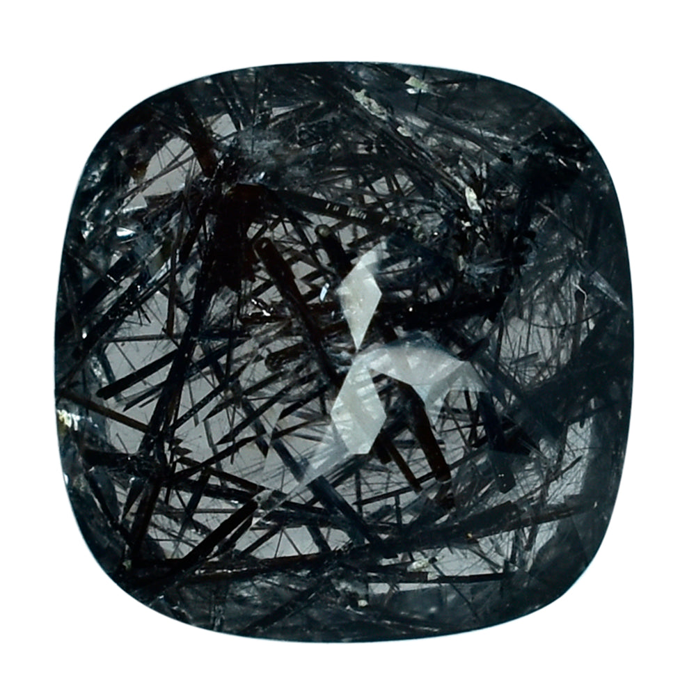 BLACK RUTILE QUARTZ CUT CUSHION 8MM 2.20 Cts.