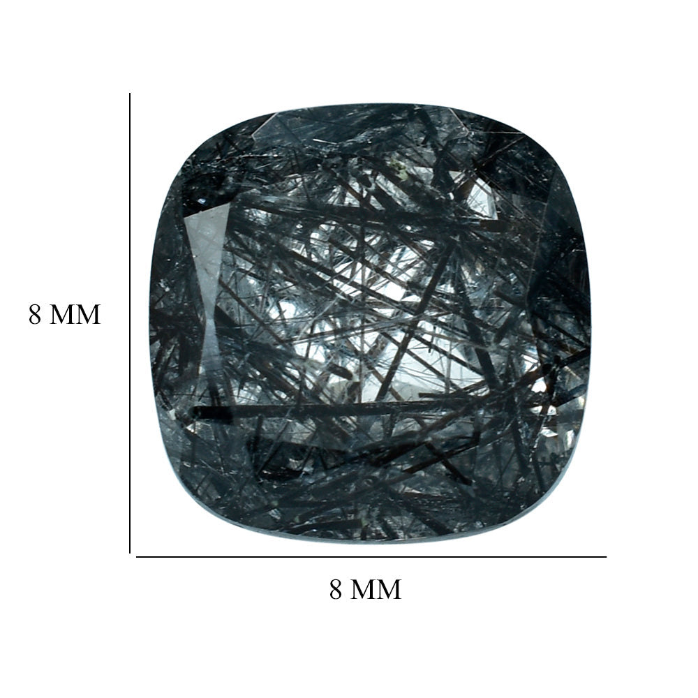 BLACK RUTILE QUARTZ CUT CUSHION 8MM 2.20 Cts.