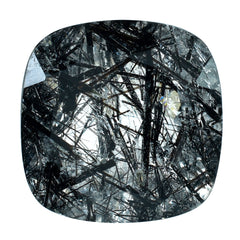 BLACK RUTILE QUARTZ CUT CUSHION 12MM 6.35 Cts.