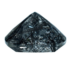 BLACK RUTILE QUARTZ CUT CUSHION 14MM (MANY BLACK RUTILE/CLEAN) 9.86 Cts.