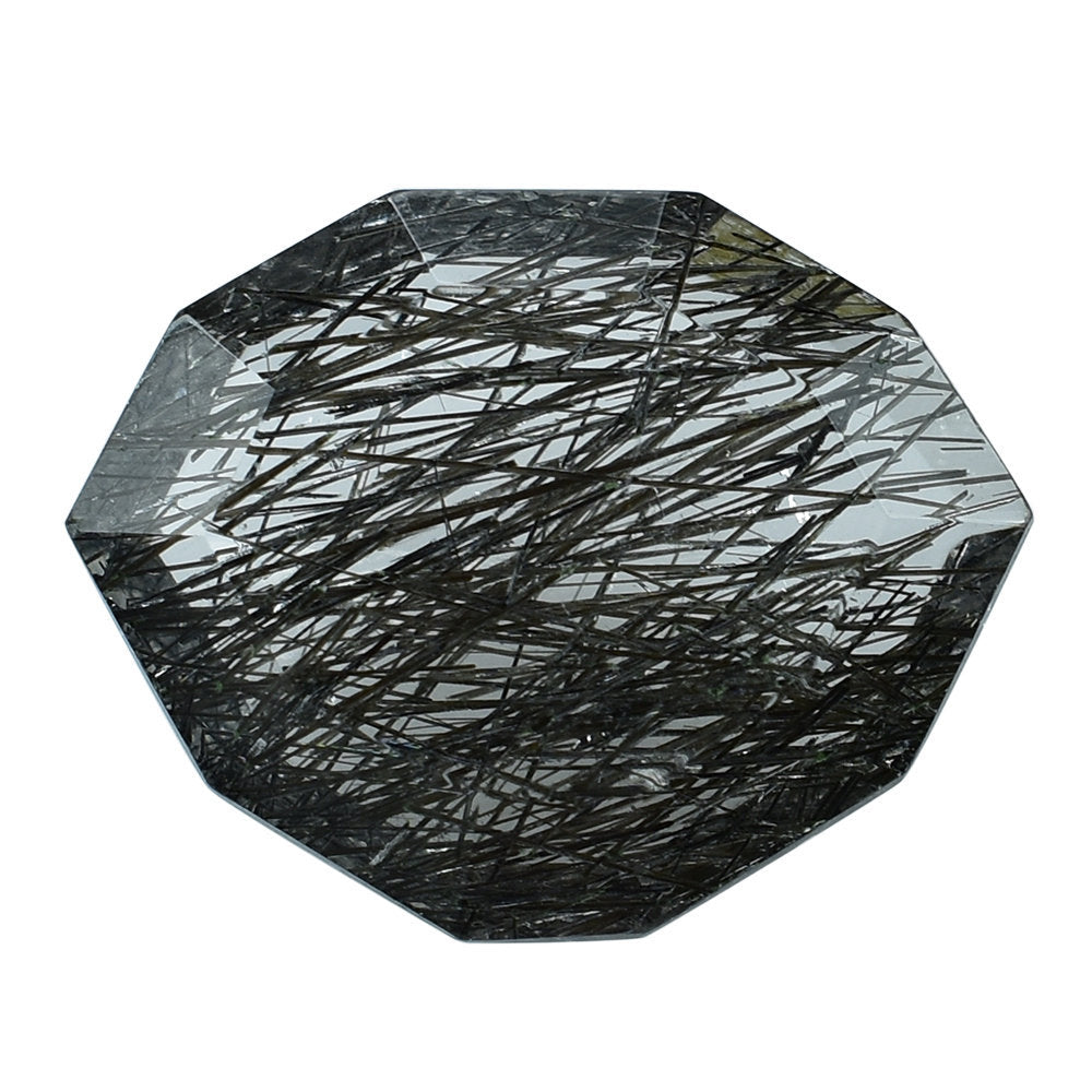 BLACK RUTILE QUARTZ STEP CUT FANCY SHAPE 18X14MM 7.33 Cts.