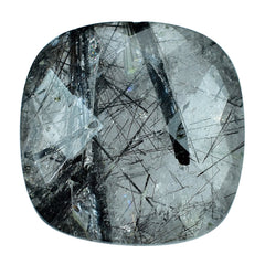 BLACK RUTILE QUARTZ BRIOLETTE CUSHION (HALF DRILL) 18MM 18.80 Cts.