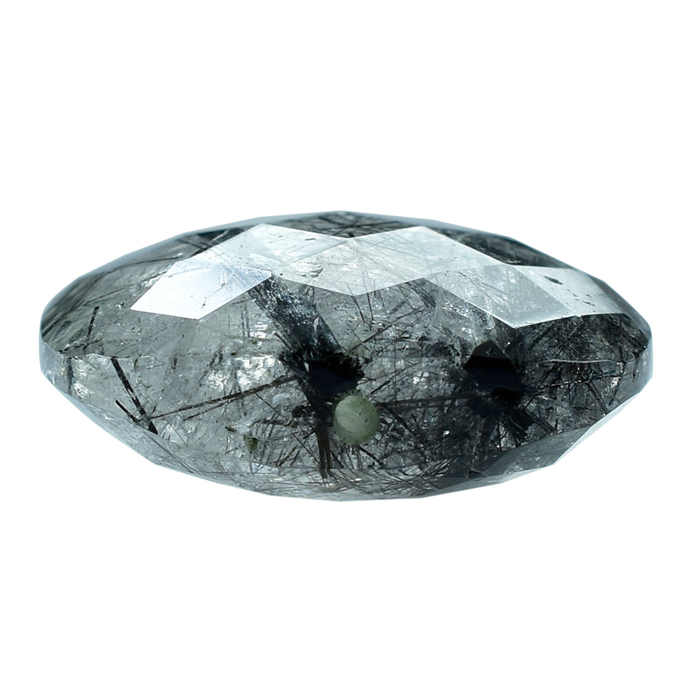 BLACK RUTILE QUARTZ BRIOLETTE CUSHION (HALF DRILL) 18MM 18.80 Cts.