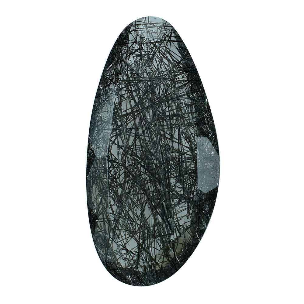 BLACK RUTILE QUARTZ STEP CUT BACK FANCY 27.50X13.50MM 14.85 Cts.