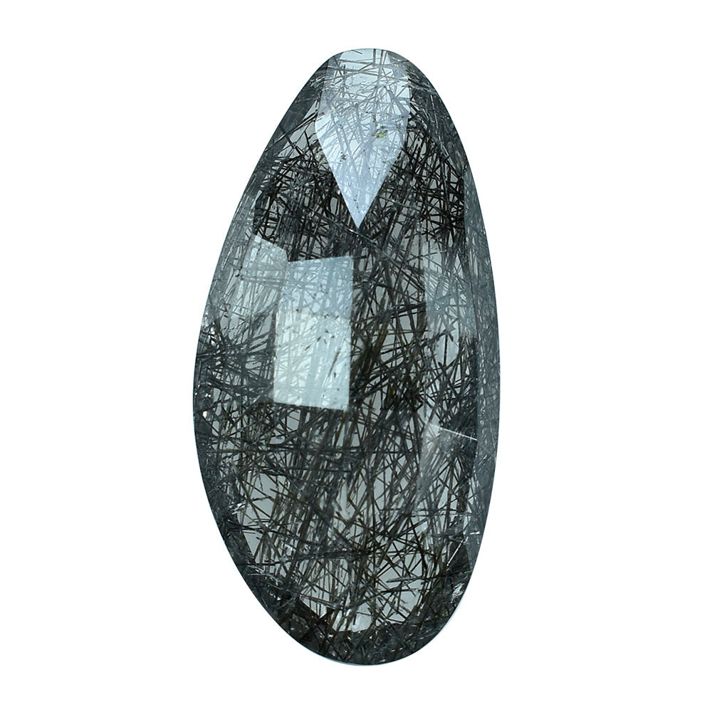 BLACK RUTILE QUARTZ STEP CUT BACK FANCY 27.50X13.50MM 14.85 Cts.