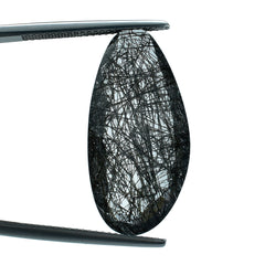 BLACK RUTILE QUARTZ STEP CUT BACK FANCY 27.50X13.50MM 14.85 Cts.