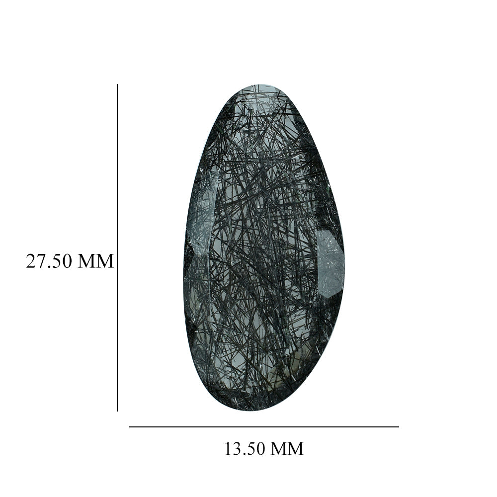 BLACK RUTILE QUARTZ STEP CUT BACK FANCY 27.50X13.50MM 14.85 Cts.