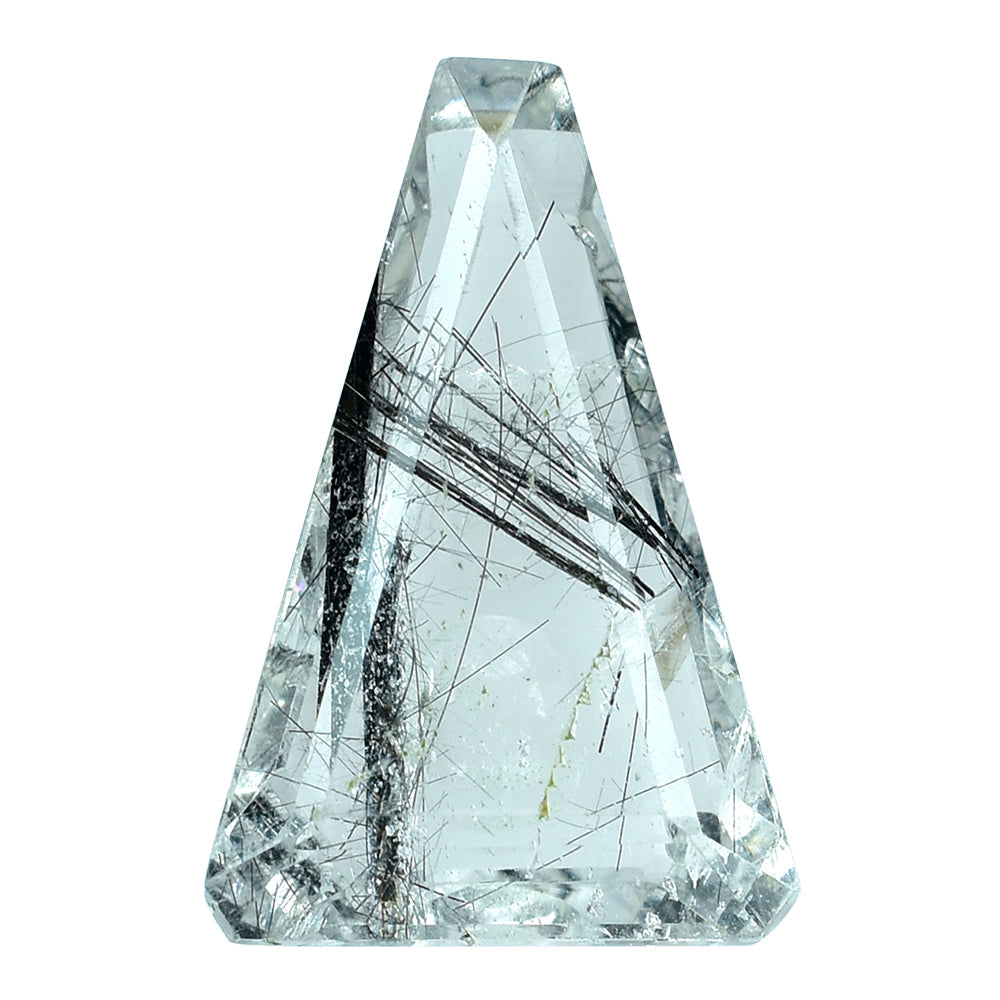 BLACK RUTILE QUARTZ SUPPER BUBBLE TRAPEZOID (DES#119) 18X12MM 7.75 Cts.