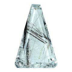 BLACK RUTILE QUARTZ SUPPER BUBBLE TRAPEZOID (DES#119) 18X12MM 7.75 Cts.