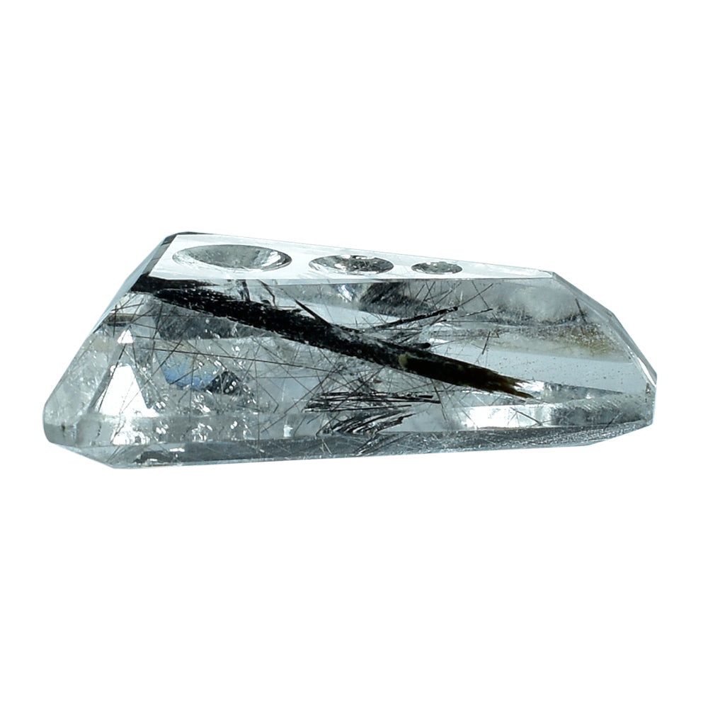 BLACK RUTILE QUARTZ SUPPER BUBBLE TRAPEZOID (DES#119) 18X12MM 7.75 Cts.