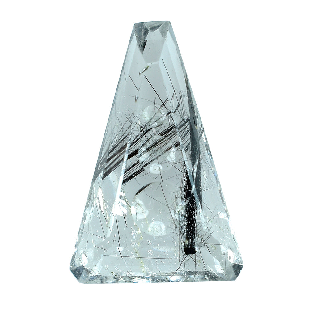 BLACK RUTILE QUARTZ SUPPER BUBBLE TRAPEZOID (DES#119) 18X12MM 7.75 Cts.