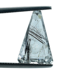 BLACK RUTILE QUARTZ SUPPER BUBBLE TRAPEZOID (DES#119) 18X12MM 7.75 Cts.