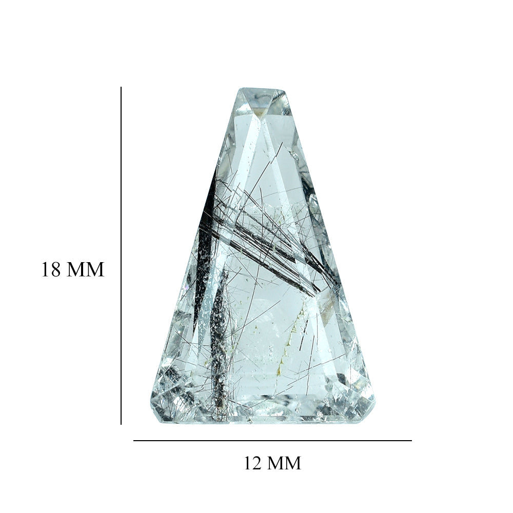 BLACK RUTILE QUARTZ SUPPER BUBBLE TRAPEZOID (DES#119) 18X12MM 7.75 Cts.