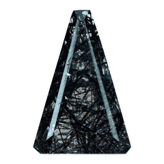 BLACK RUTILE QUARTZ SUPPER BUBBLE TRAPEZOID (DES#119) 18X12MM 8.71 Cts.