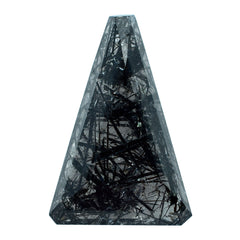 BLACK RUTILE QUARTZ SUPPER BUBBLE TRAPEZOID (DES#119) 18X12MM 8.71 Cts.